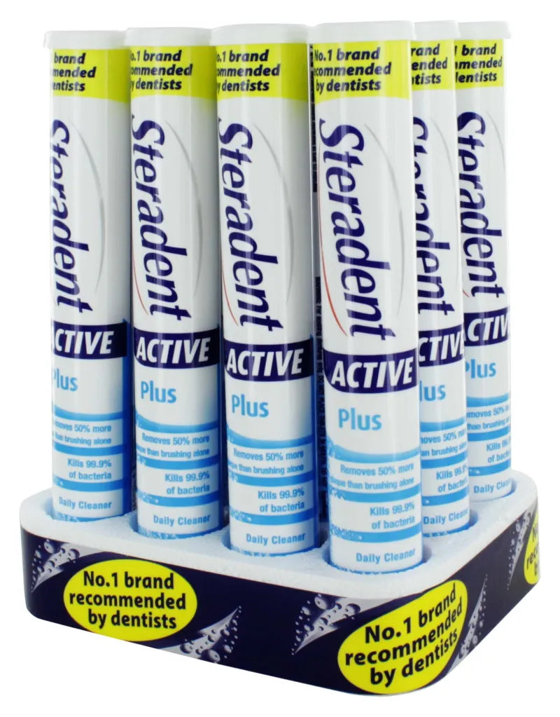 Steradent 30 Denture Tablets Active Plus(Blue) (Pack of 12)