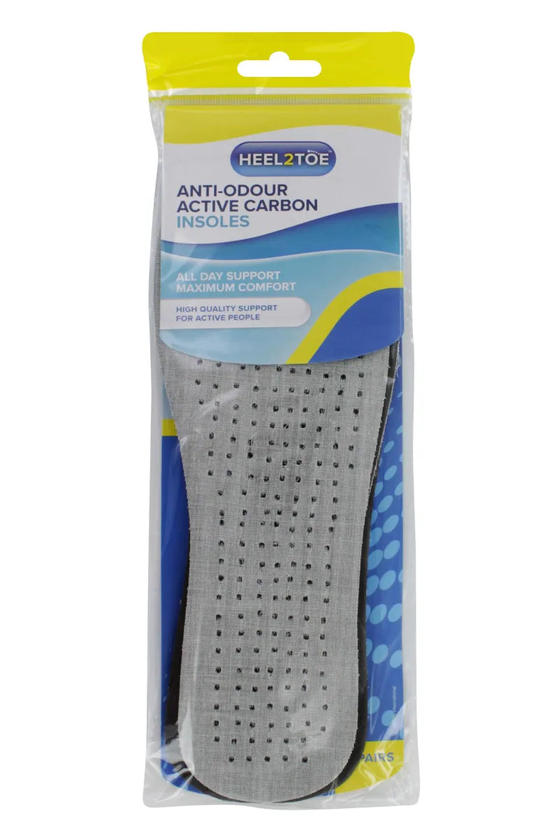 Heel 2 Toe Anti Odour Carbon Insoles 2 Pair (Pack of 6)