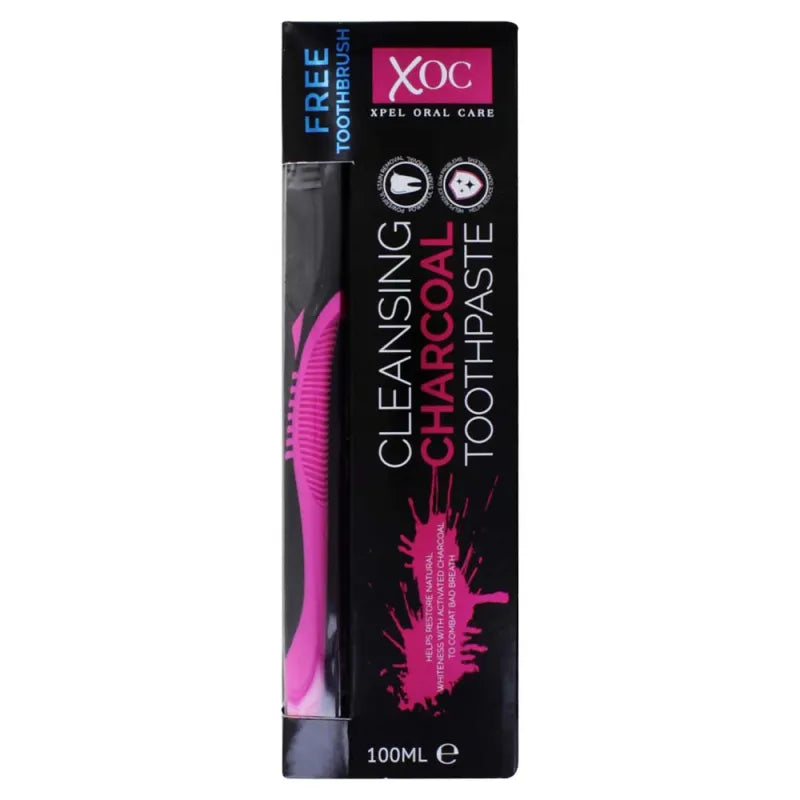 Xoc Charcoal Toothpaste With Free Toothbrush (Pack of 6)