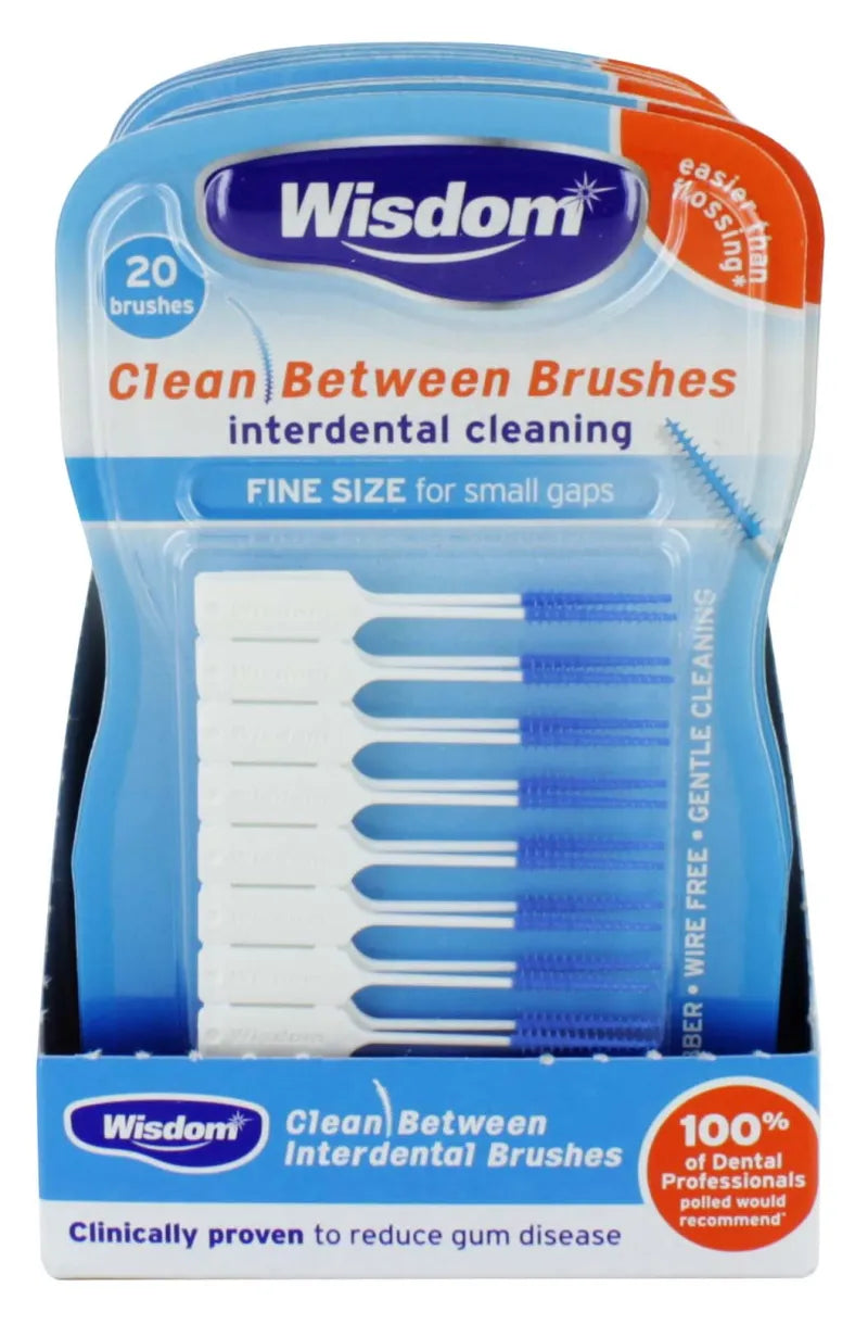 Wisdom Clean Between Brushes Fine Blue X12 (Pack of 6)