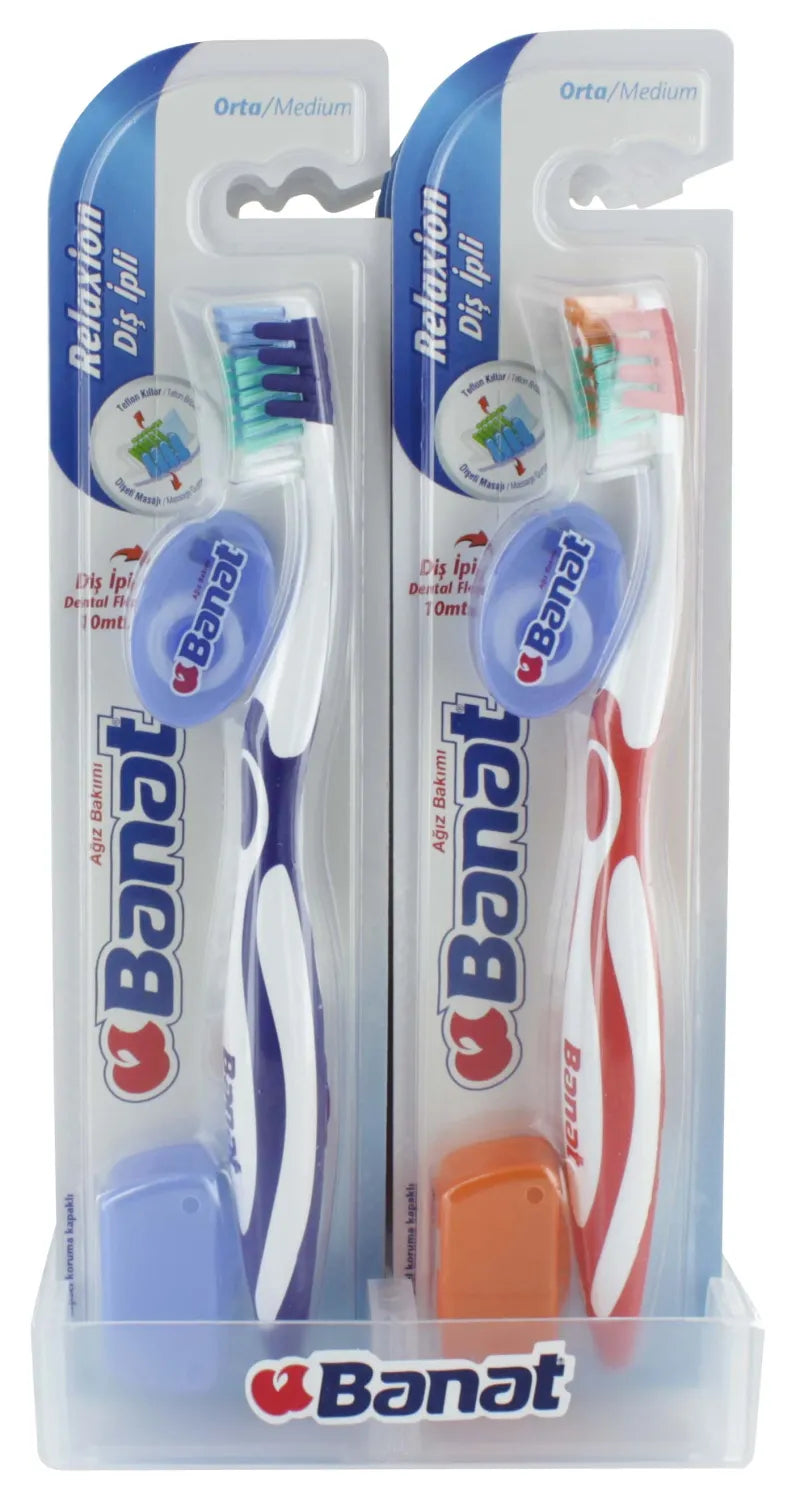 Banat Relaxion Floss Toothbrush X12 (Pack of 12)