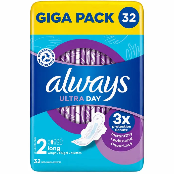 Always Ultra Long Pads Wings 32 Count – feminine hygiene product