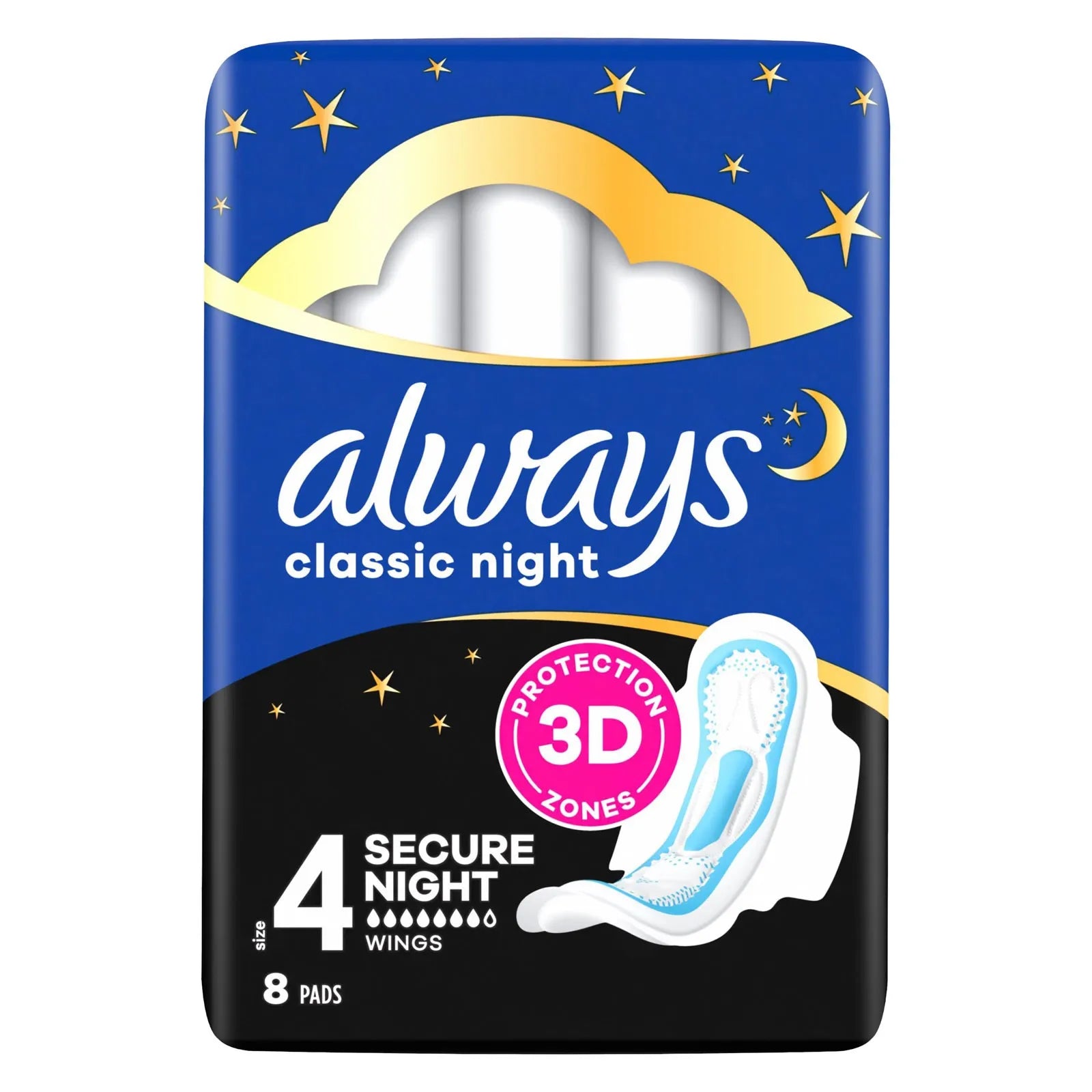Always 8S Classic Night With Wings (Pack of 6)