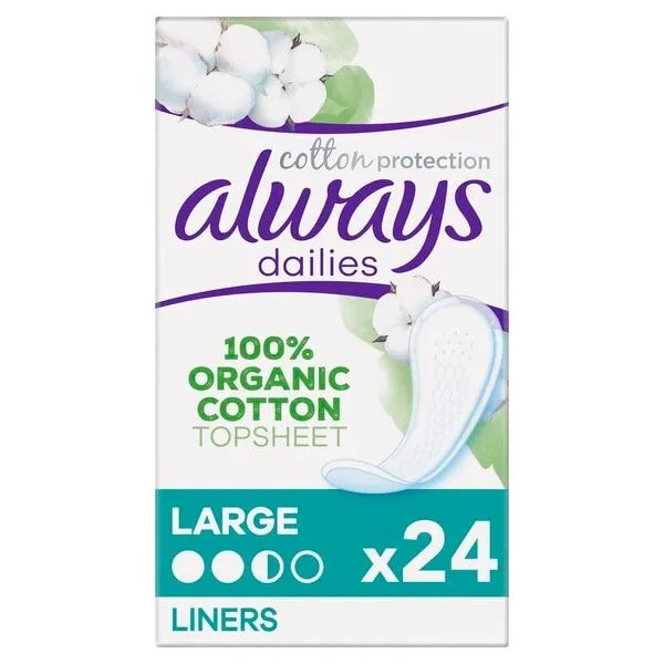 Always 24 Daily Liners Lge Organic (Pack of 6)