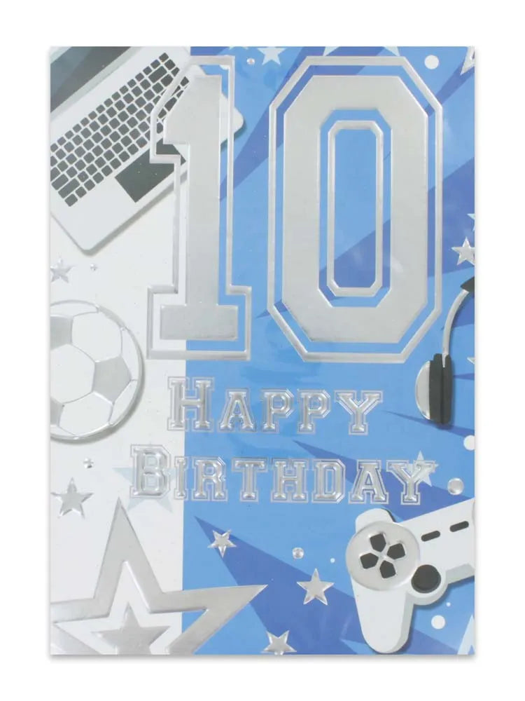 Boy Age 10 Birthday Card (Pack of 12)
