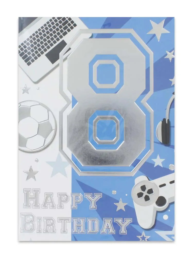 Boy Age 8 Birthday Card (Pack of 12)