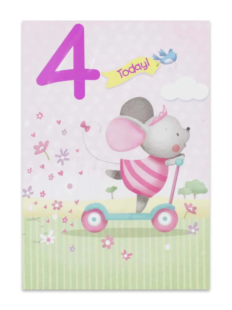 Girl Age 4 Birthday Card (Pack of 12)
