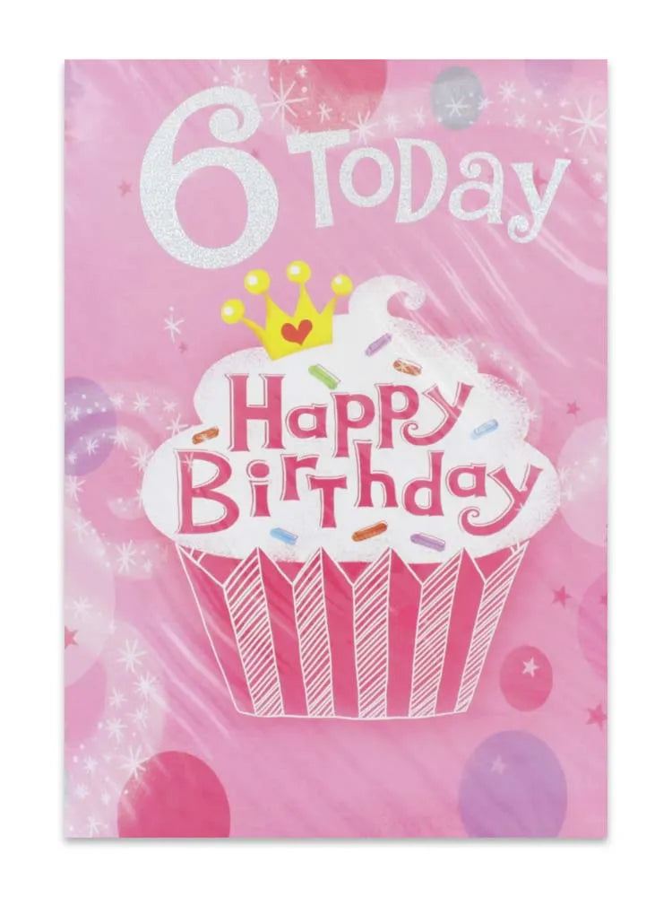 Girl Age 6 Birthday Card (Pack of 12)