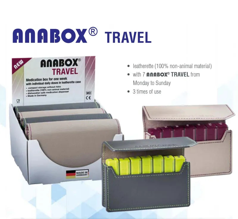 Anabox 7 Day Travel Pill Box In Wallet Disp X4 (Pack of 4)