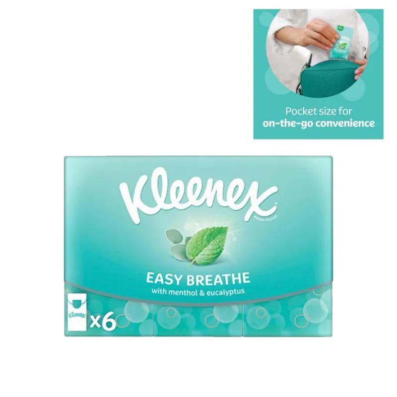 Kleenex 6 Pack Easy Breathe Menthol Pocket Tissues (Pack of 12)