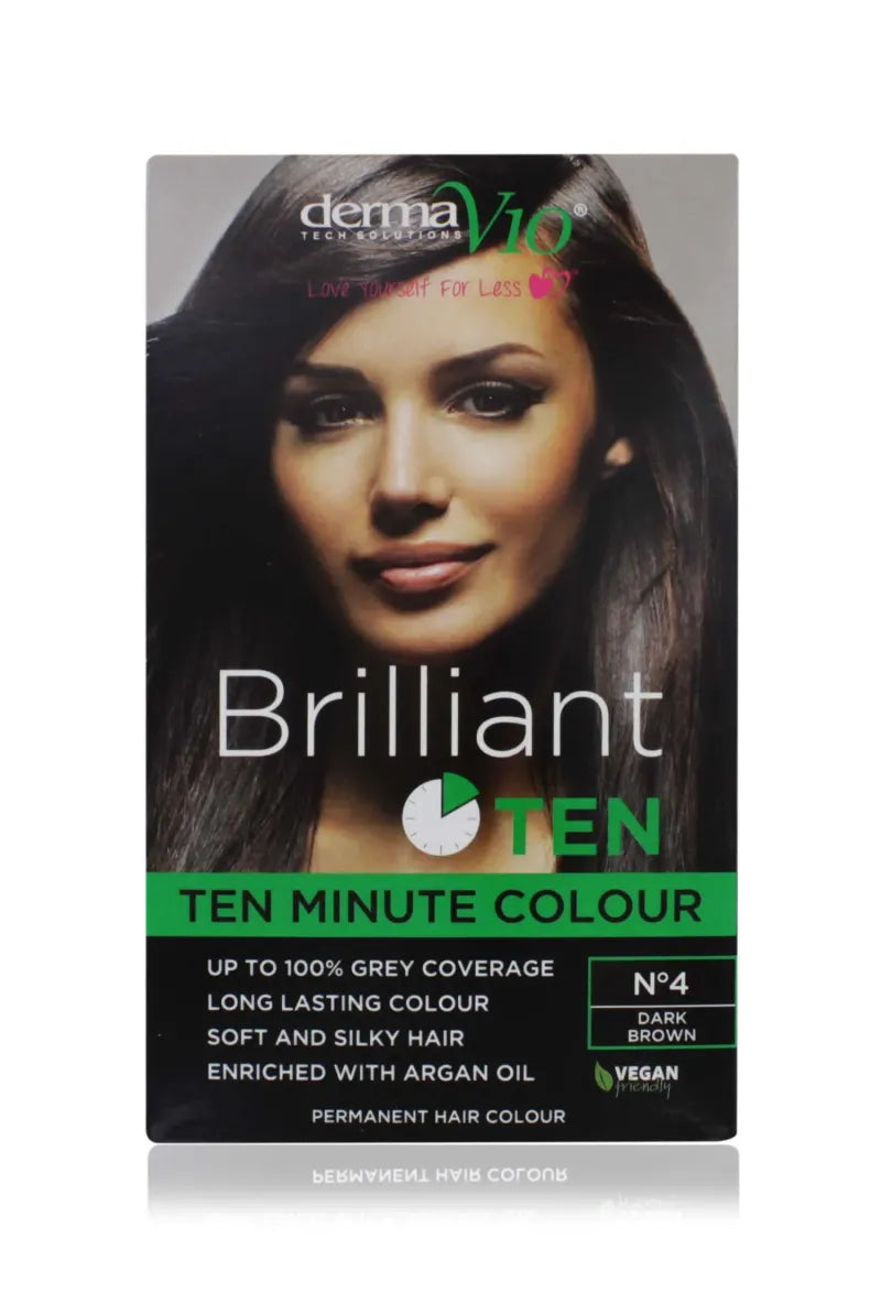 Brilliant Ten 10 Minute Colour No.4 Permanent Dark Brown (Pack of 6)