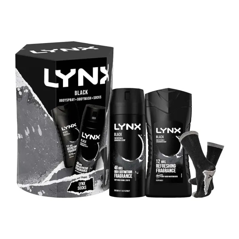 Lynx Black 3Pce Sock Set X4 (Pack of 4)