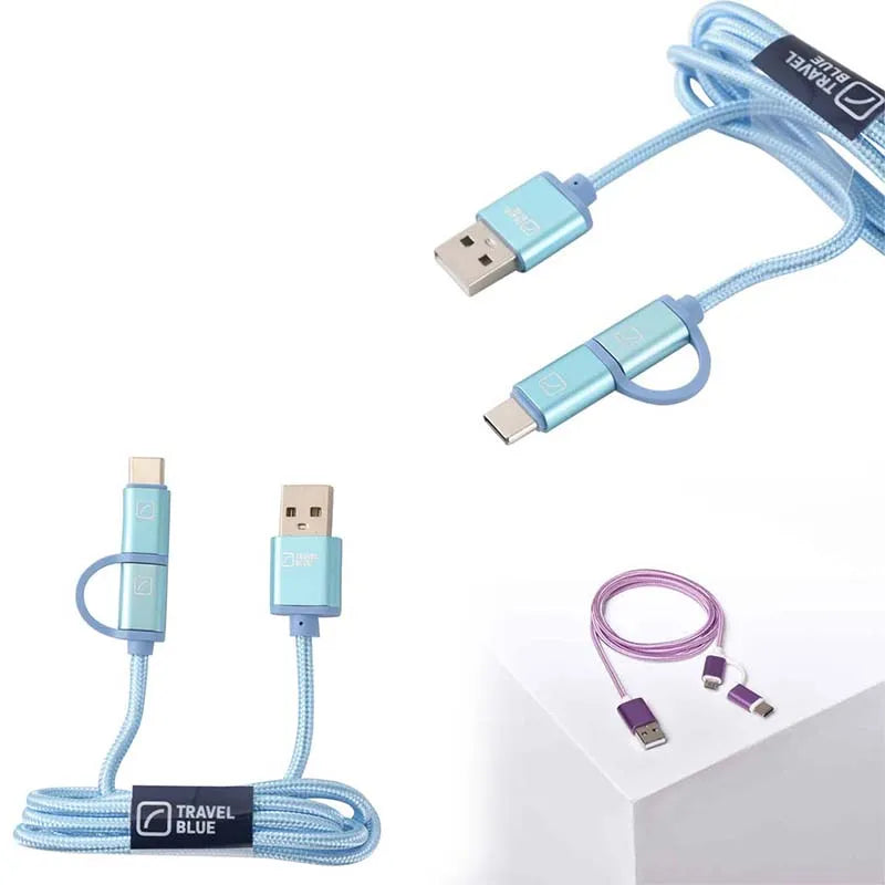 Travel Blue Charging Cable 2 In 1 Micro Usb+Type C 988 (Pack of 3)