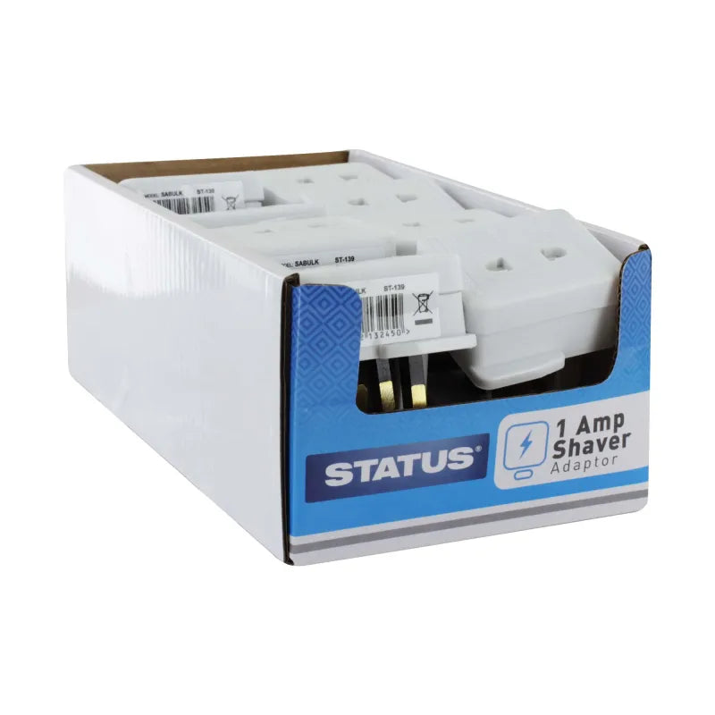 Status 1 Amp Shave Plug Adaptor Disp X16 (Pack of 16)