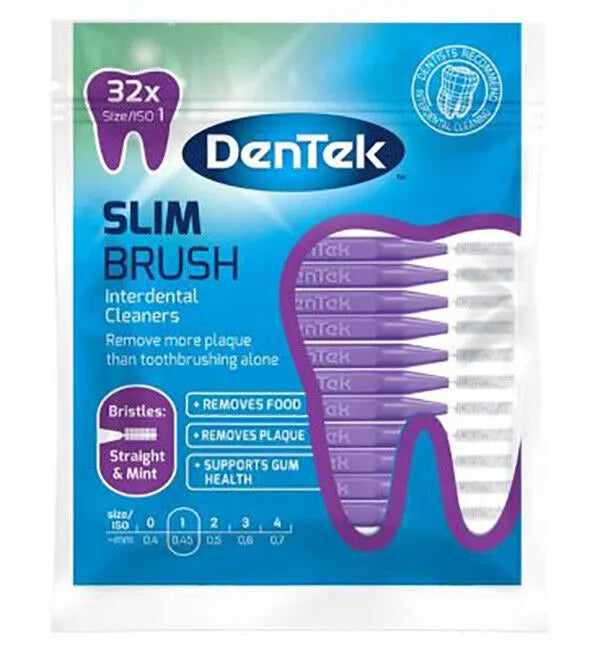 Dentek Purple Interdental Slim Brushes Mint Straight (Pack of 6)