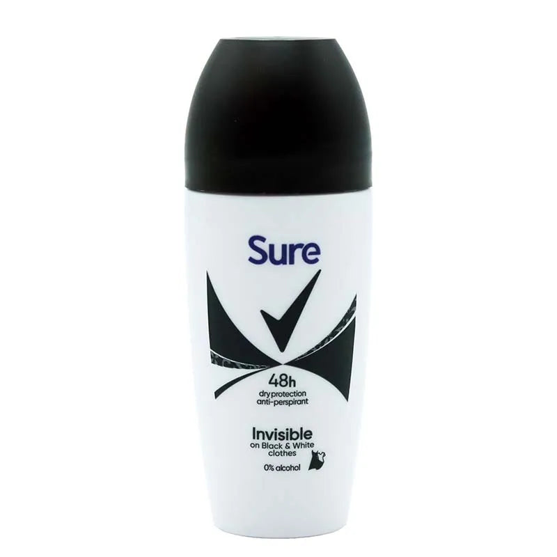 Sure Invisible Blk/White Roll On Deo 50ML (Pack of 6)