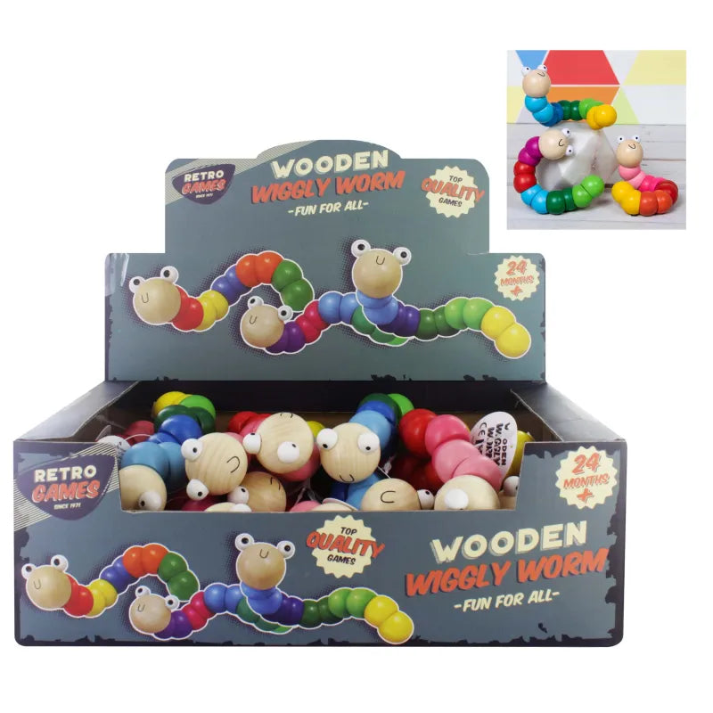 Lp62021 Retro Wiggly Wooden Worm Disp X24 (Pack of 24)
