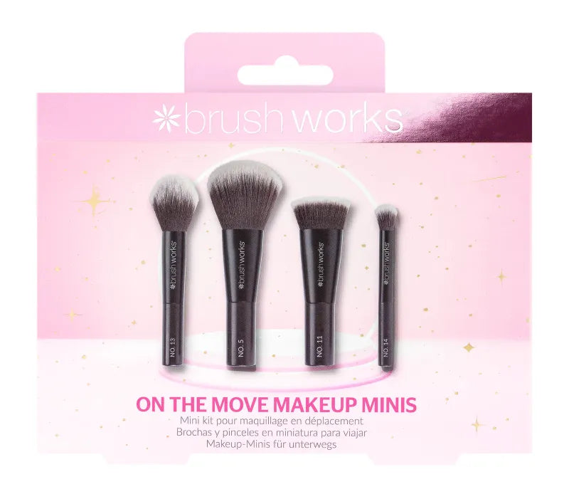 Brush Works 4Pce On The Move Mini Cosmetic Brush Set 25 12 603 (Pack of 6)