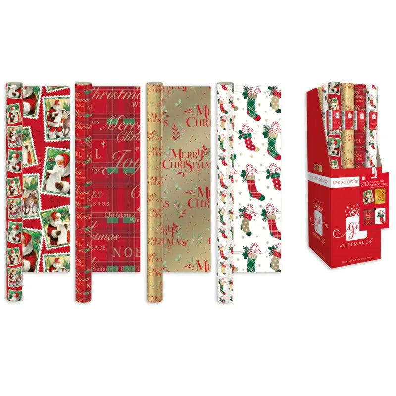 Giftmaker Xmas Wrapping Paper Rol 4M Disp X 50 (Xaqgw100) (Pack of 50)