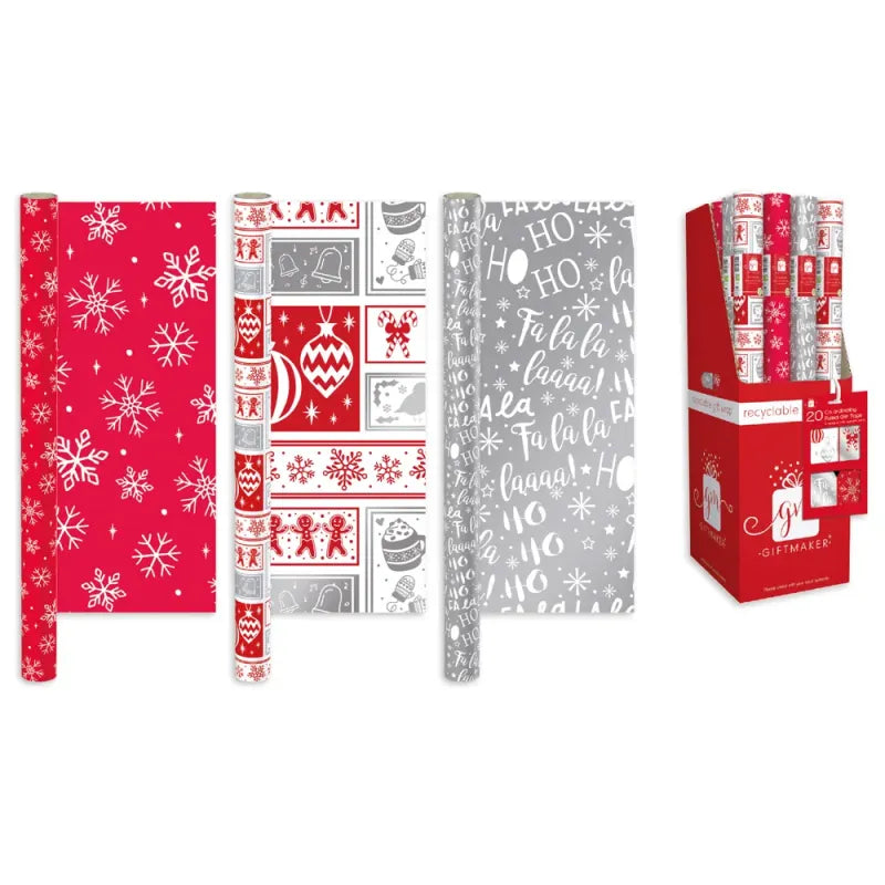Giftmaker Xmas Wrapping Paper Rol 4M Disp X 50 (Xaqgw102) (Pack of 50)