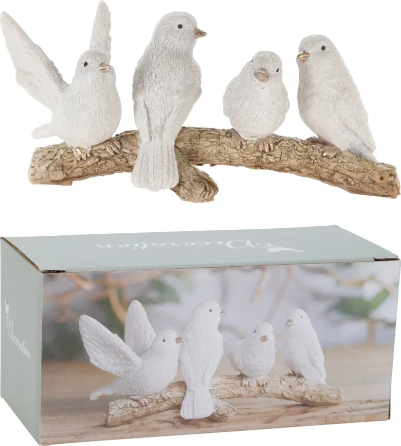 Aaa756960 Birds On Branch 16X7X7Cm White (Pack of 6)