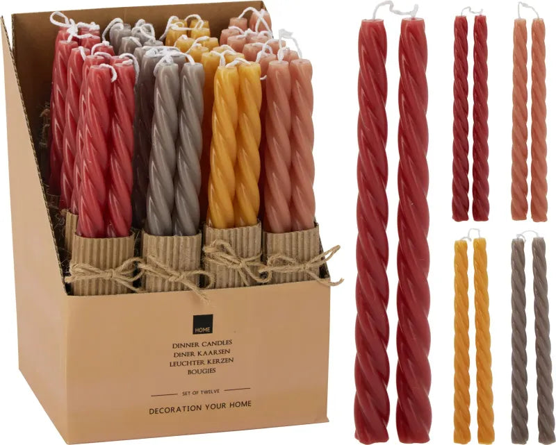 Acc703190 Dinner Candle 25Cm 4Mix Disp X24 (Pack of 24)