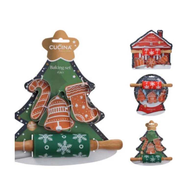 170493050 Baking Set 4Pcs Xmas Design (Pack of 6)