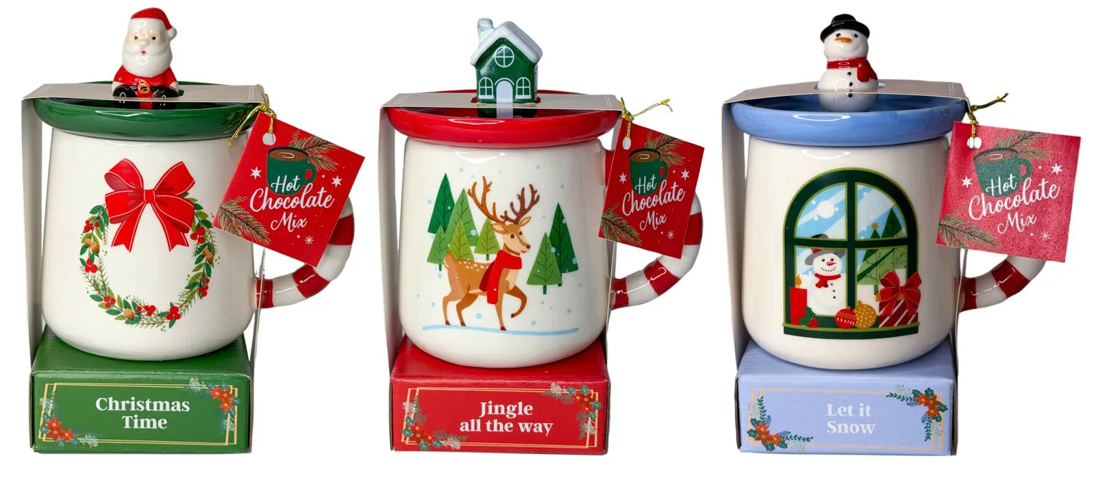 880226 Xmas Mug Hot Choco Set With Lid (Pack of 12)
