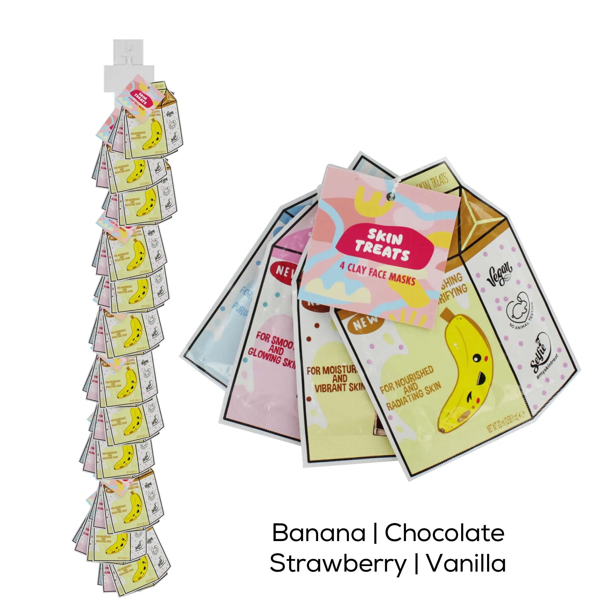 Skin Treats Milk Shake Hanging 4 Clay Masks Set (Pack of 12)