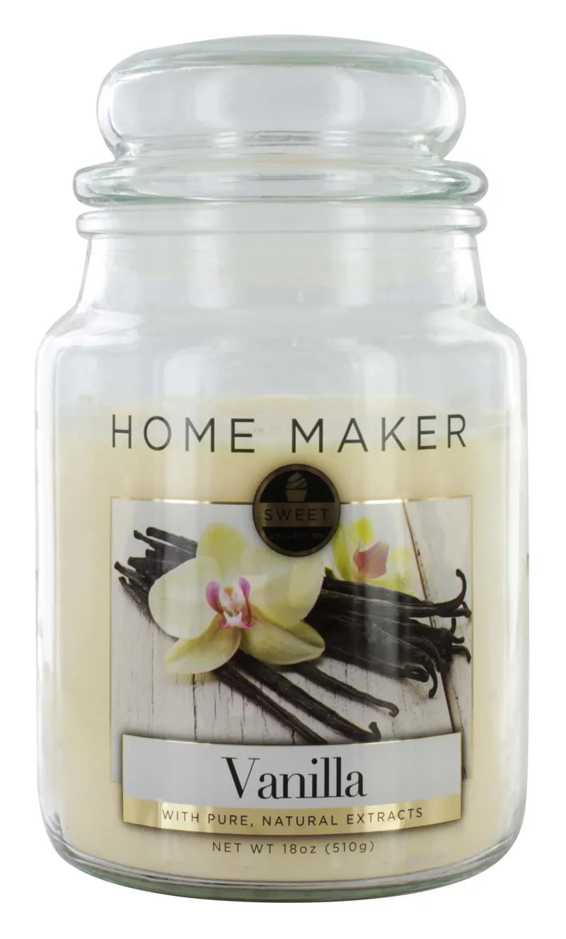 Home Maker 18Oz Glass Candle Vanilla (Pack of 6)