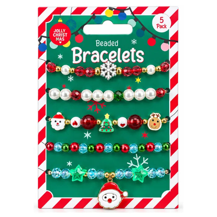 Christmas Beaded Bracelets 5PK – seasonal decoration