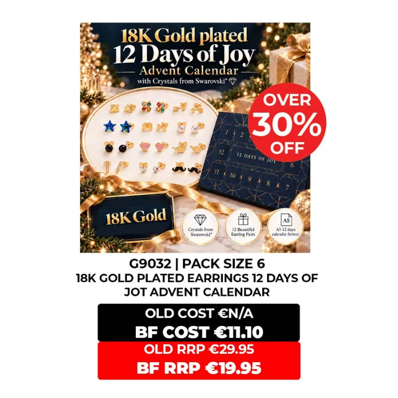 18K Gold Plated Earrings 12 Days of Joy Advent Calendar – seasonal decoration