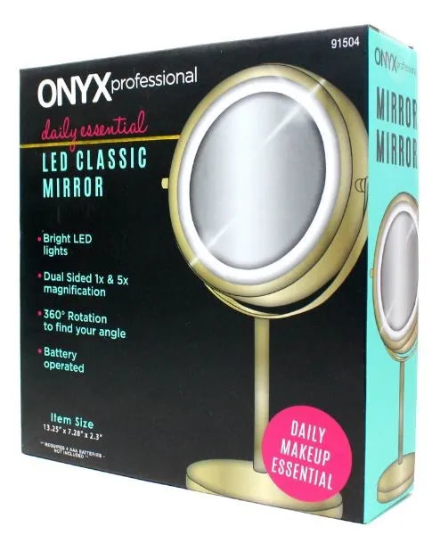 190843-4 Onyx Gold Light Up Mirror 13.25X7.28 (Pack of 12)