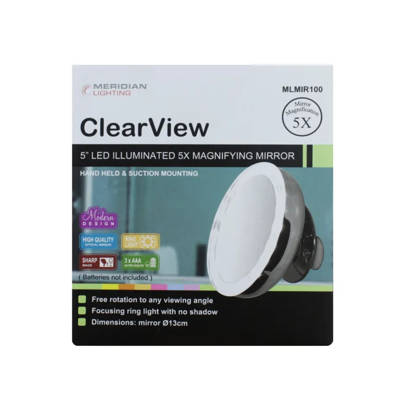 Clear View 5" LED Light Mirror Wall Mount MLmir100 (Pack of 2)