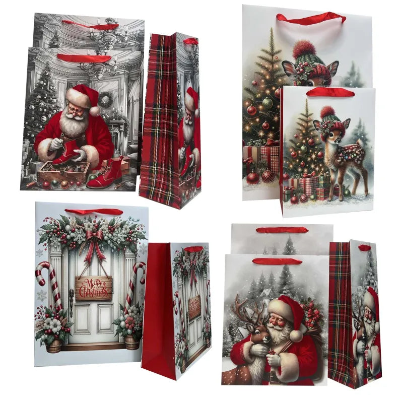 Christmas Gift Bags 2025 Medium Velvet/ Glitter (Pack of 12)