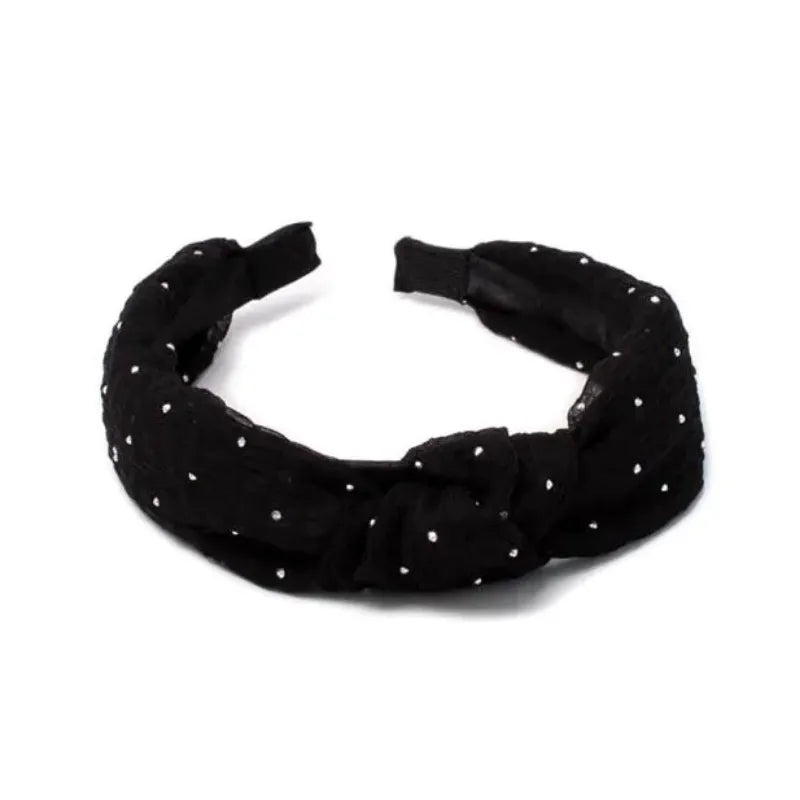 Black Velvet Knot Diamante Headband – hair accessory