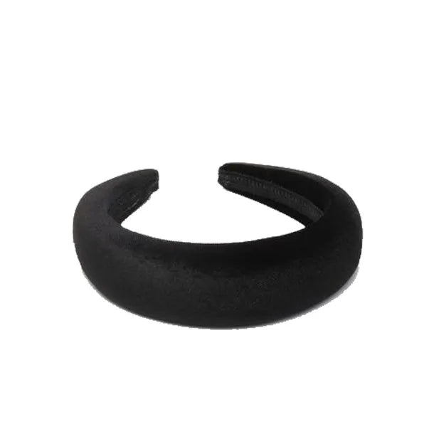 Wide Black Velvet Padded H/Band (Pack of 6)