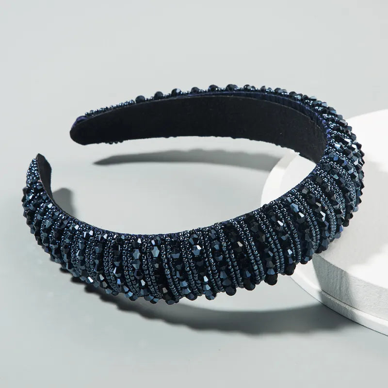 Navy Crystal Bead Deluxe H/Band (Pack of 6)