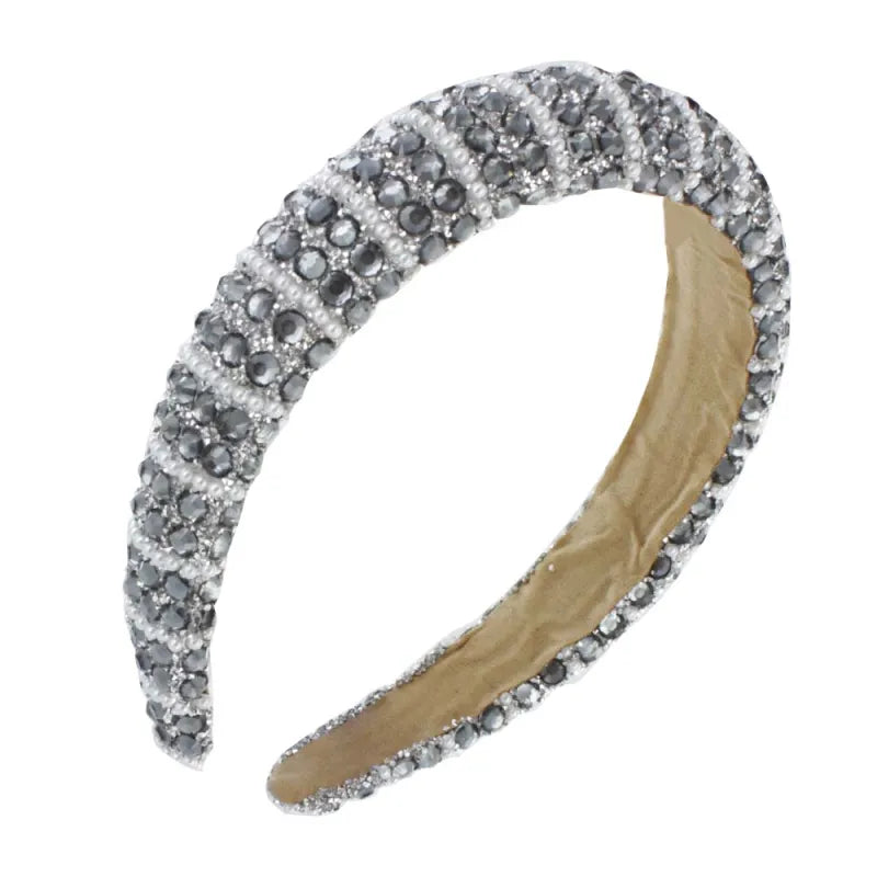 Charcoal Crystal Pearl Bead H/Band (Pack of 6)