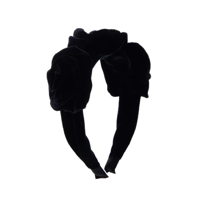 Black Ruffled Velvet H/Band (Pack of 6)