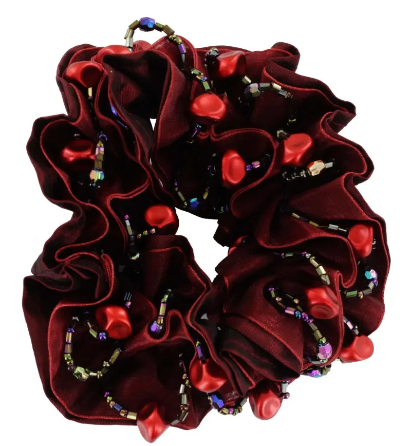 6085 Satin Colour Bead Scrunchy (Pack of 3)