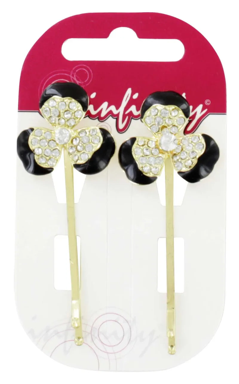 Shamrock Black Diamonte Hair Grips (Pack of 6)
