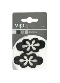 VIP 2 Black Hair Slides (Pack of 6)