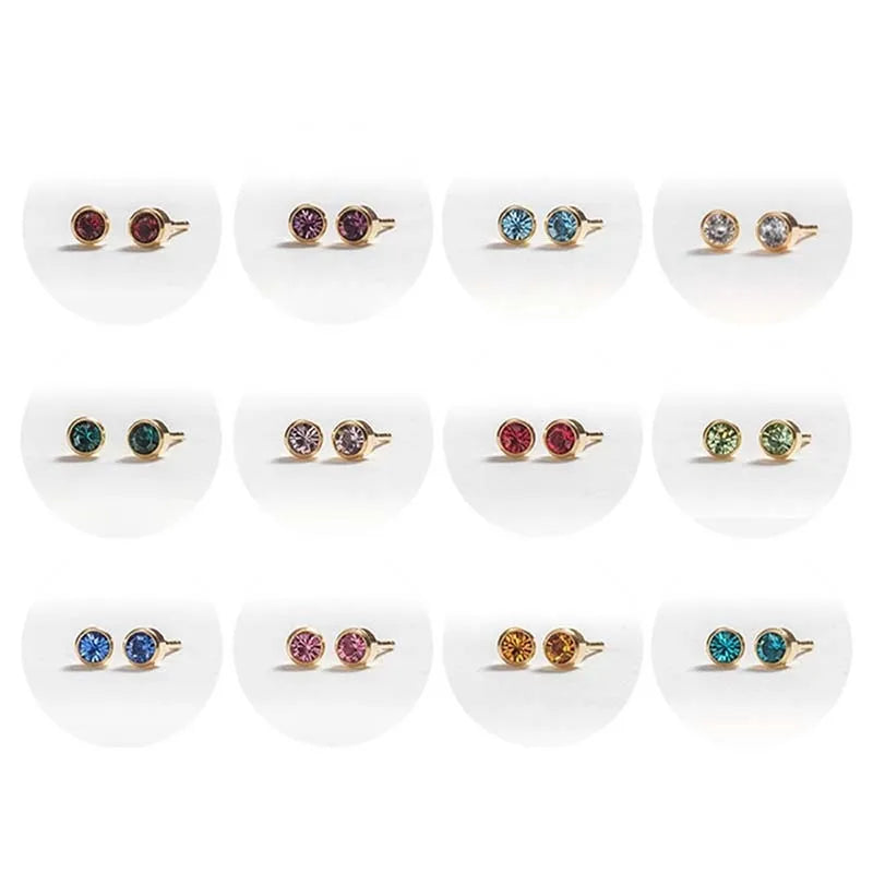 System 2000 Ear Studs Gold Birthstones X12 (Pack of 12)