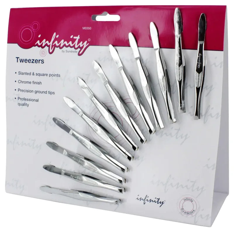 Infinity Silver Tweezers Tent Card X24 (Pack of 24)