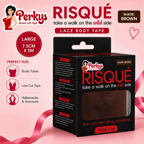 Perkys Risque Lace Body Tape Large Brown 7.5cm x 5m – lingerie accessory