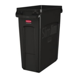 Rubbermaid Slim Jim Bin with Venting Channels Black 60Ltr – cleaning & hygiene supplies