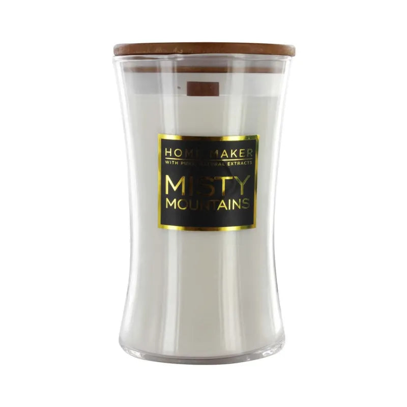 Home Maker Hourglas Wood Wick Misty Mountains 21Oz Candle (Pack of 4)