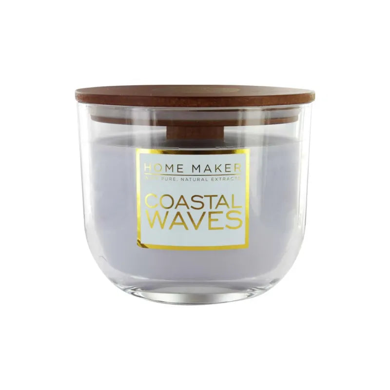 Home Maker Oval Wood Wick Coastal Waves 13.7Oz Candle (Pack of 4)