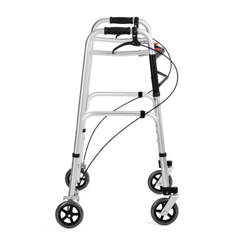 4-Wheeled Walker with Brakes – Foldable Aluminum Rollator for Seniors & Mobility Support